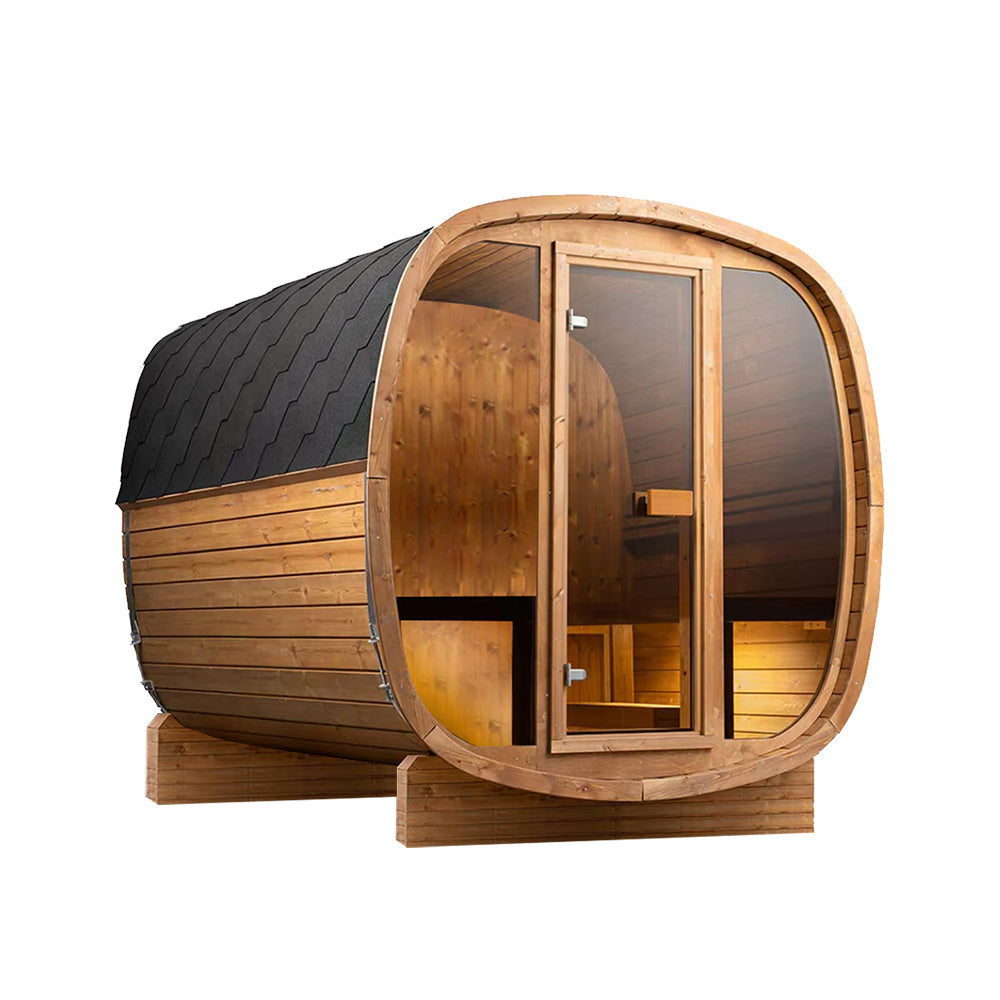 Auris Two Luxury Outdoor Cedar Sauna - Orivon Wellness - Modern Outdoor Saunas for Sale USA